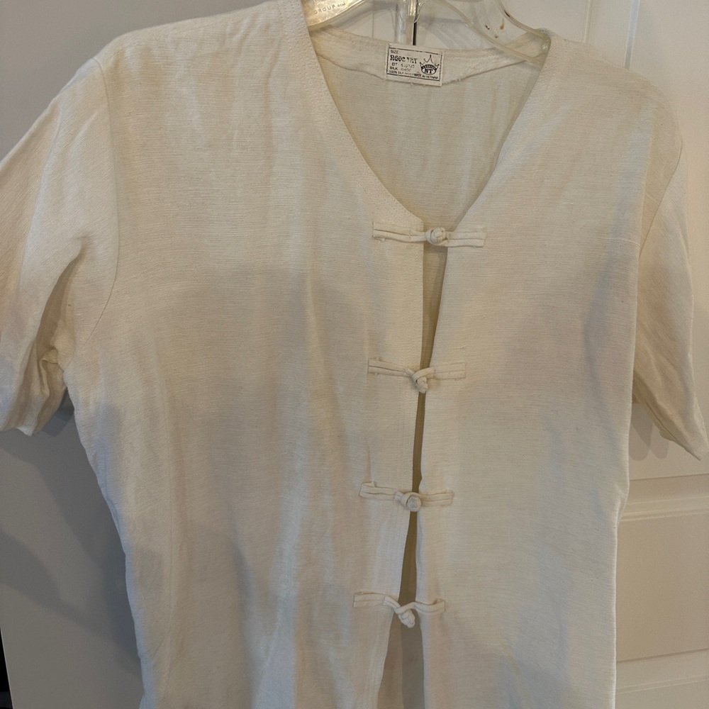 Cream Button-Front Lg Top